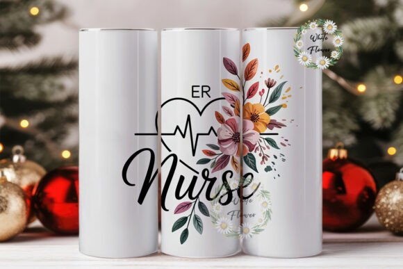 ER Nurse Floral 20oz Tumbler Wrap