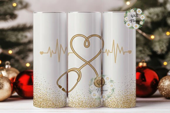 Gold Nurse Heart Stethoscope Tumbler