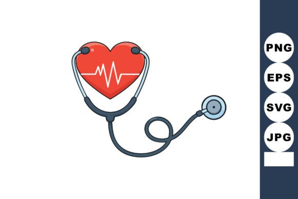 Heart with Stethoscope Medical Symbol