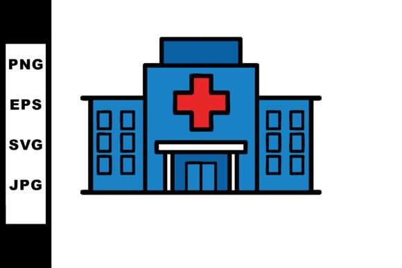 Hospital Building with Red Cross Medical