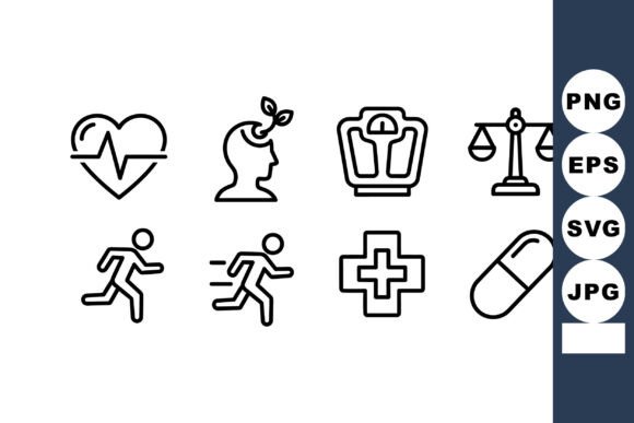 Medical and Health Icons Set Including H