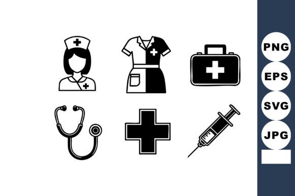 Medical and Healthcare Icons Including N
