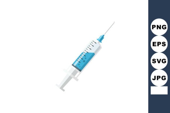 Medical Syringe with Blue Liquid Injecti