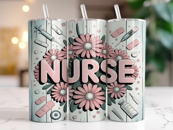 Nurse Floral 20oz Tumbler Wrap Design