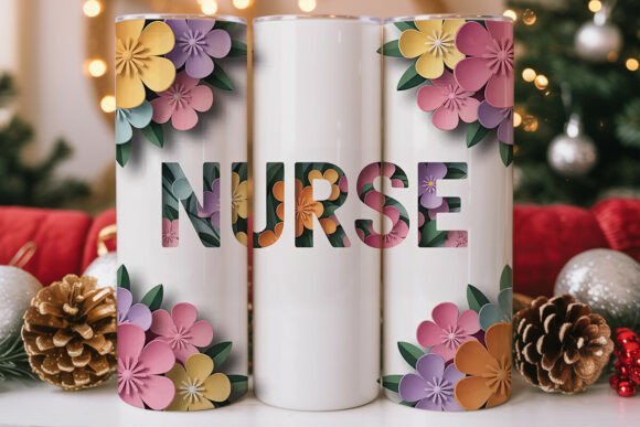 Nurse Floral Tumbler Wrap PNG