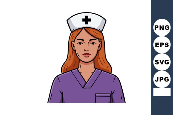 Nurse with Red Hair in Purple Uniform