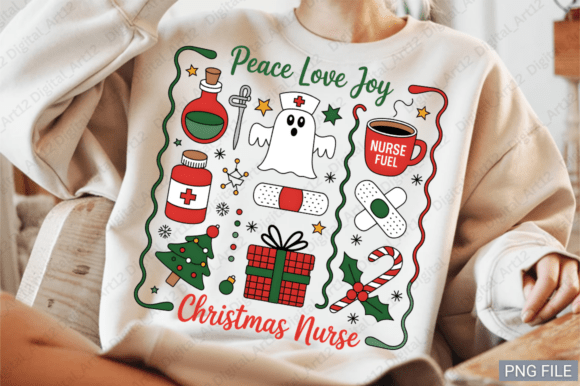 Peace Love Joy Christmas Nurse PNG