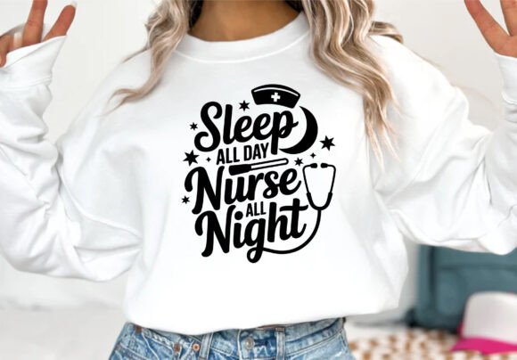 Sleep All Day Nurse Night T Shirt Design