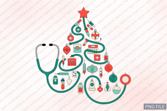 Stethoscope Christmas Tree, Nurse PNG